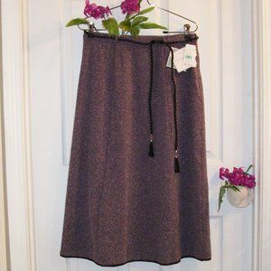 SAG HARBOR Sz 8 Purple Tweed Skirt & Belt NWT